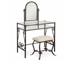 Heather Metal Adjustable Mirror Vanity Set With Stool