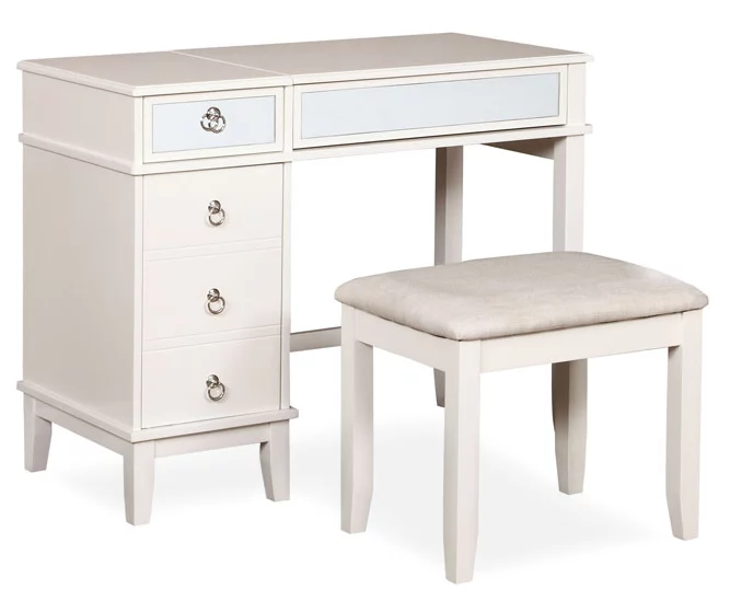 Piper White Mirror Vanity Set With Stool - Image 2