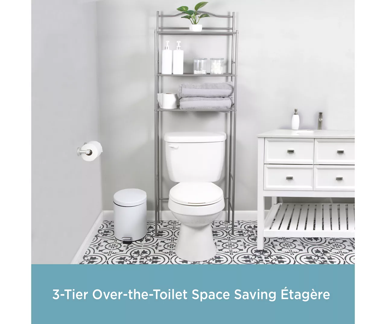Polished Pewter Over-the-Toilet Space Saver - Image 4