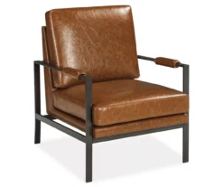 Peacemaker Brown Faux Leather Accent Chair