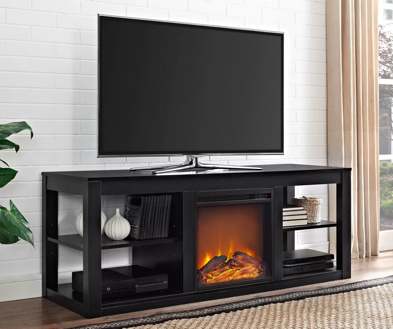 59" Roxbury Black Electric Fireplace Console - Image 2