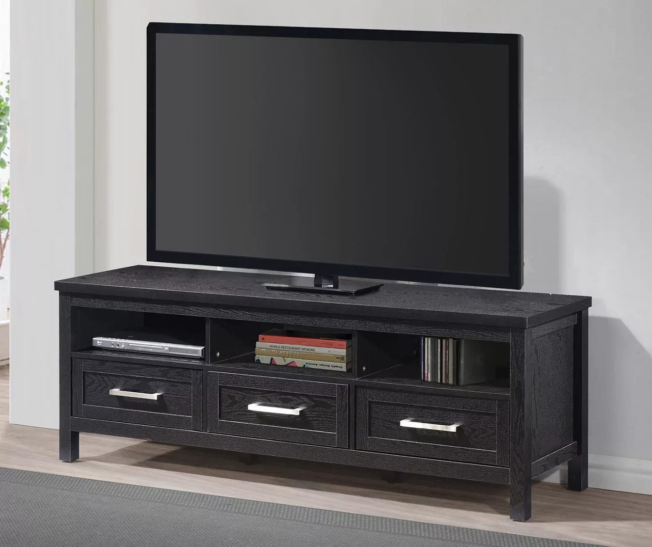 Black 3-Drawer TV Stand - Image 2