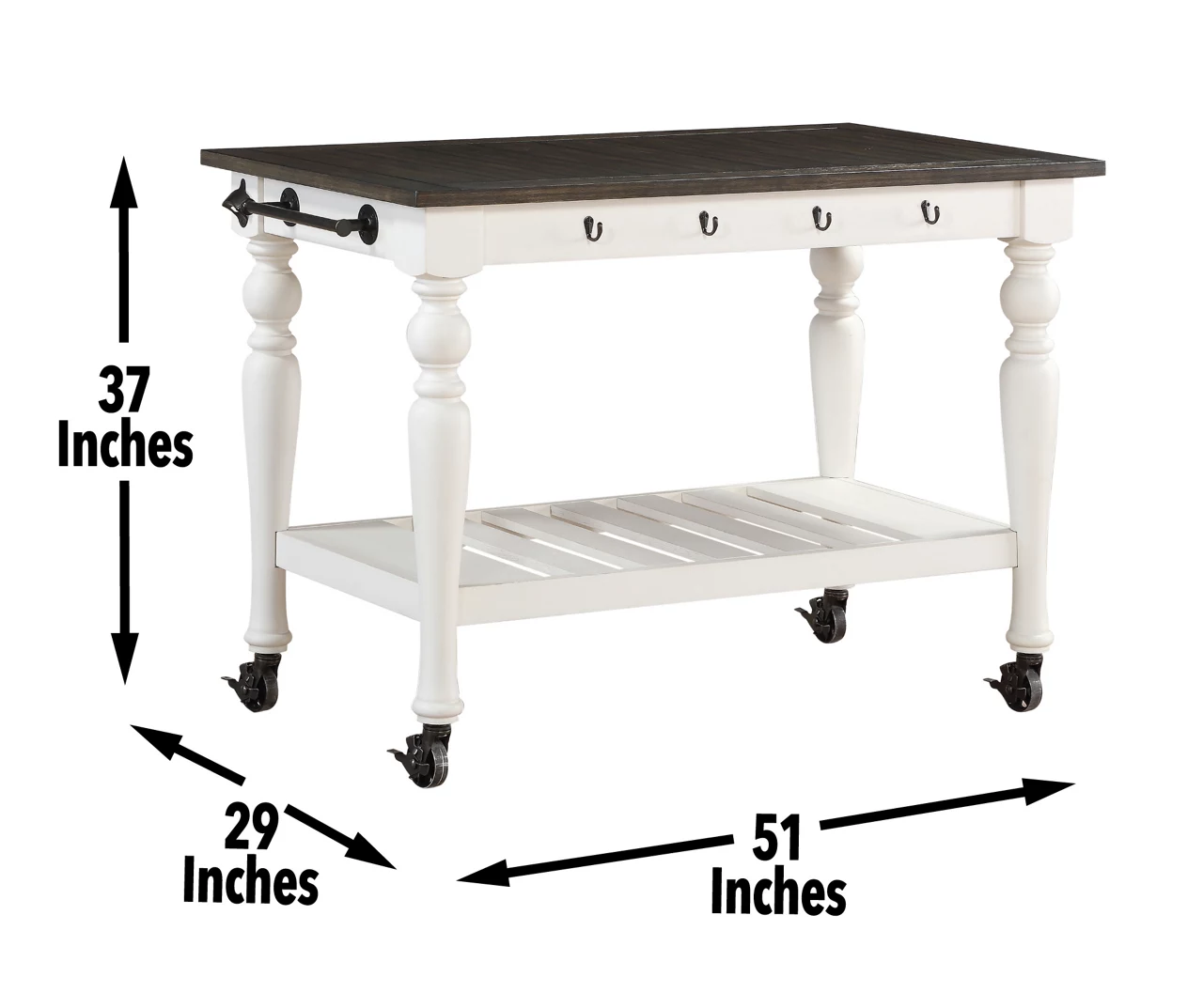 Barclay Ivory & Dark Oak Rolling Kitchen Cart - Image 4