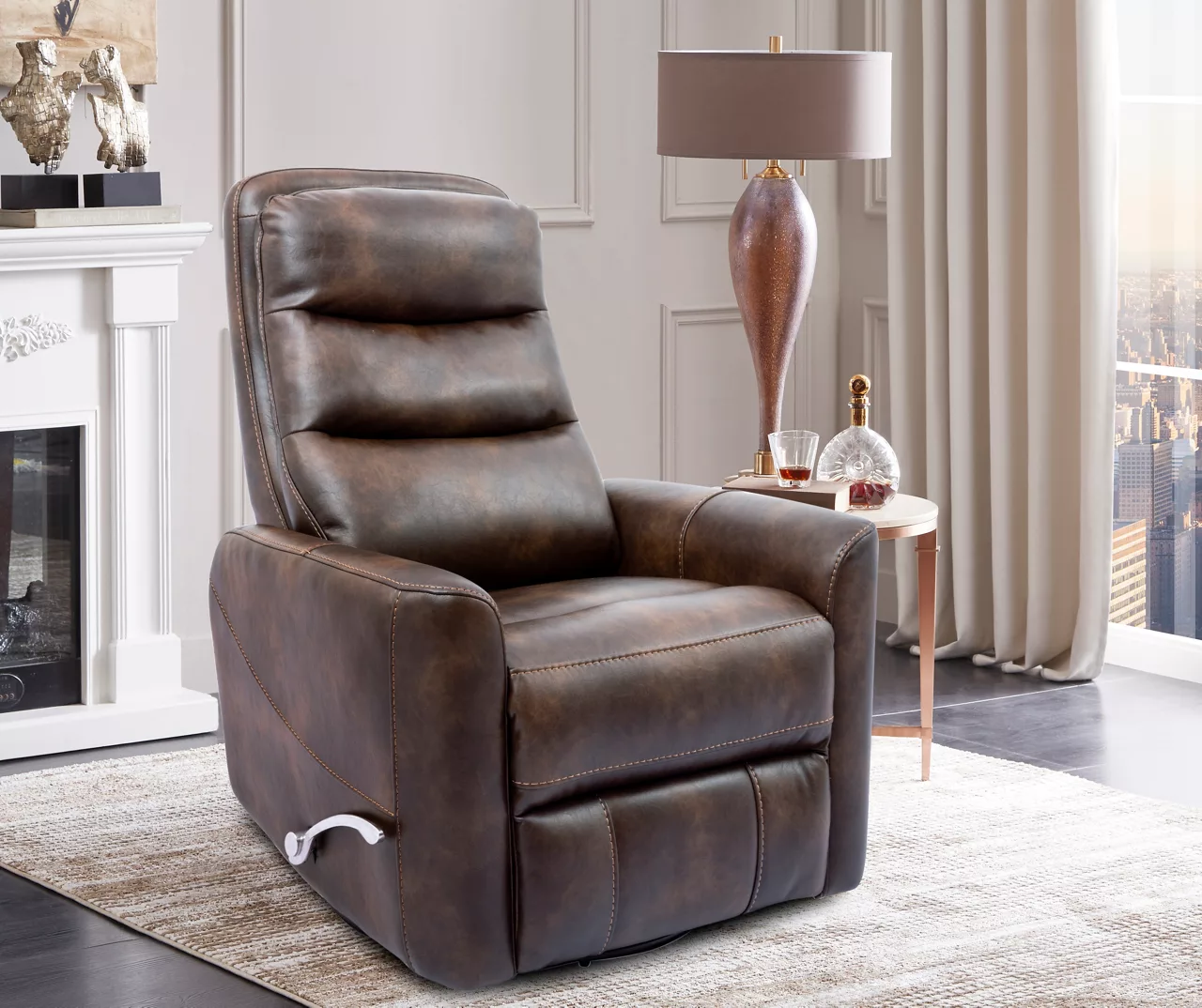 Real Living Bolero Faux Leather Swivel Glider Recliner - Image 4