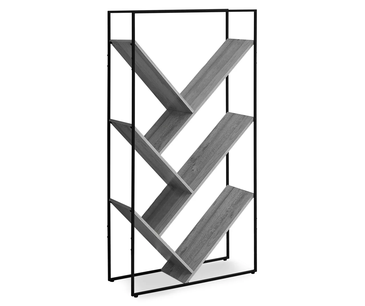 Gray 5-Shelf Slanted Bookcase