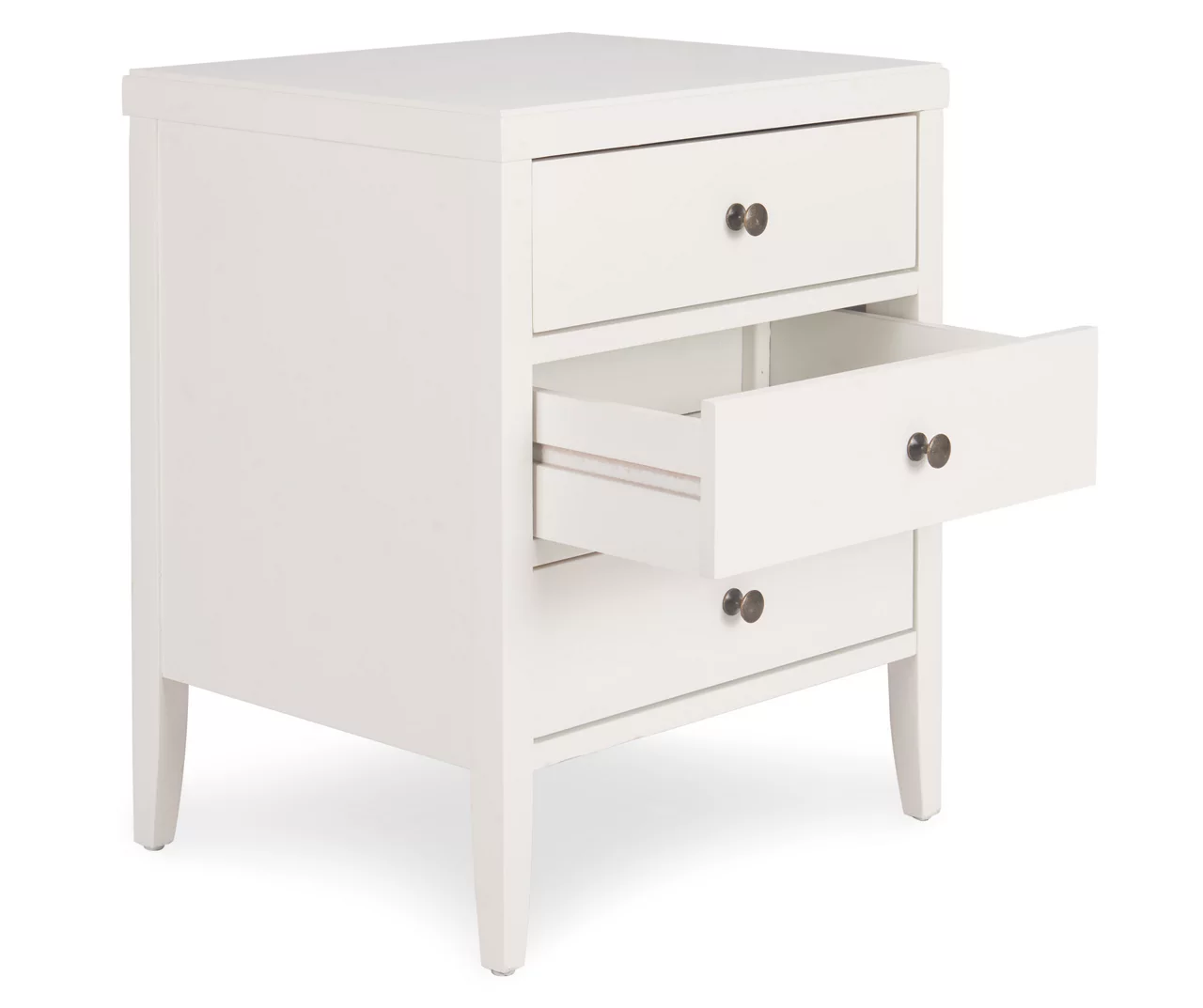 White Finley Wood 3-Drawer Nightstand - Image 4
