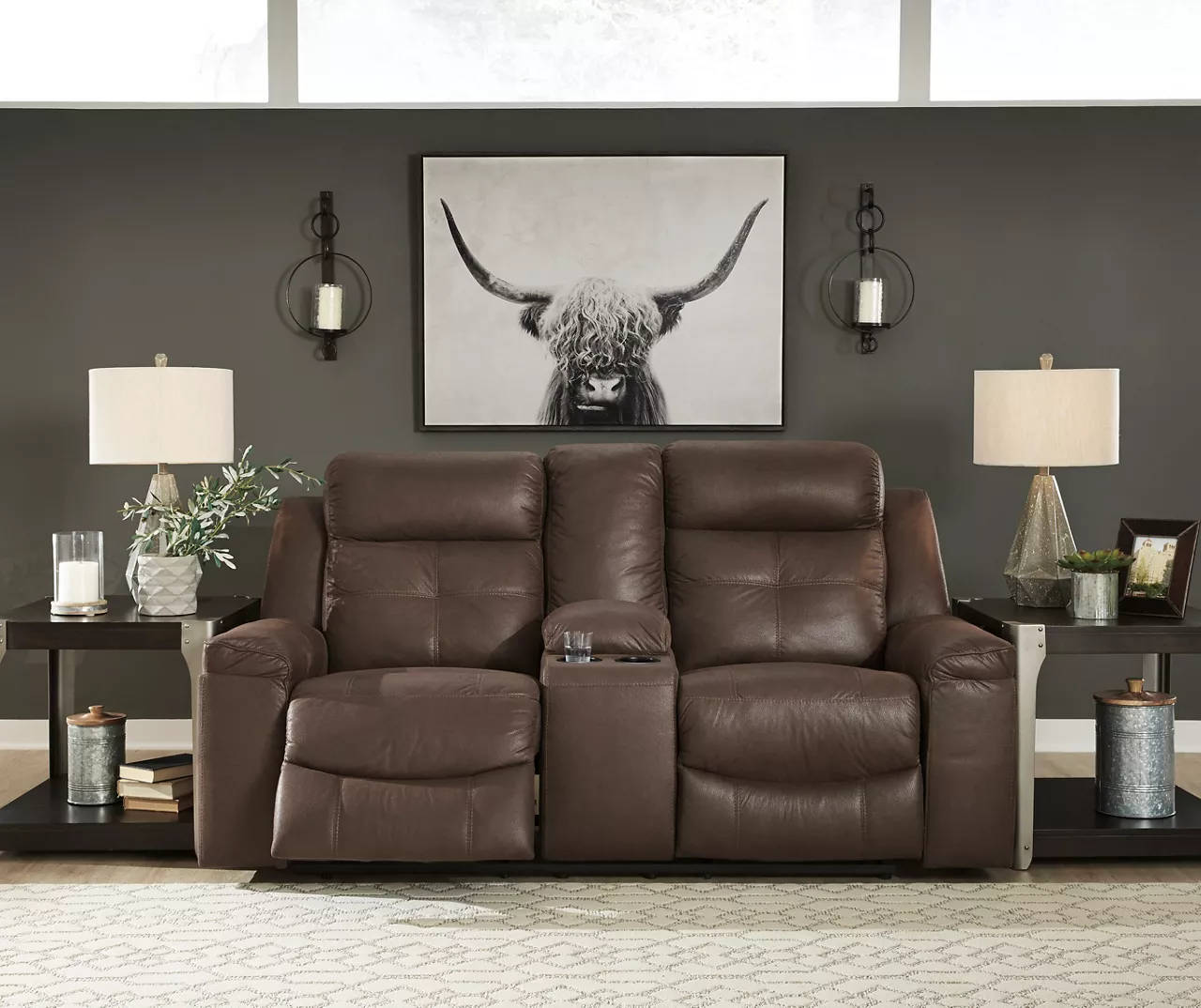Jesolo Coffee Brown Reclining Console Loveseat - Image 5