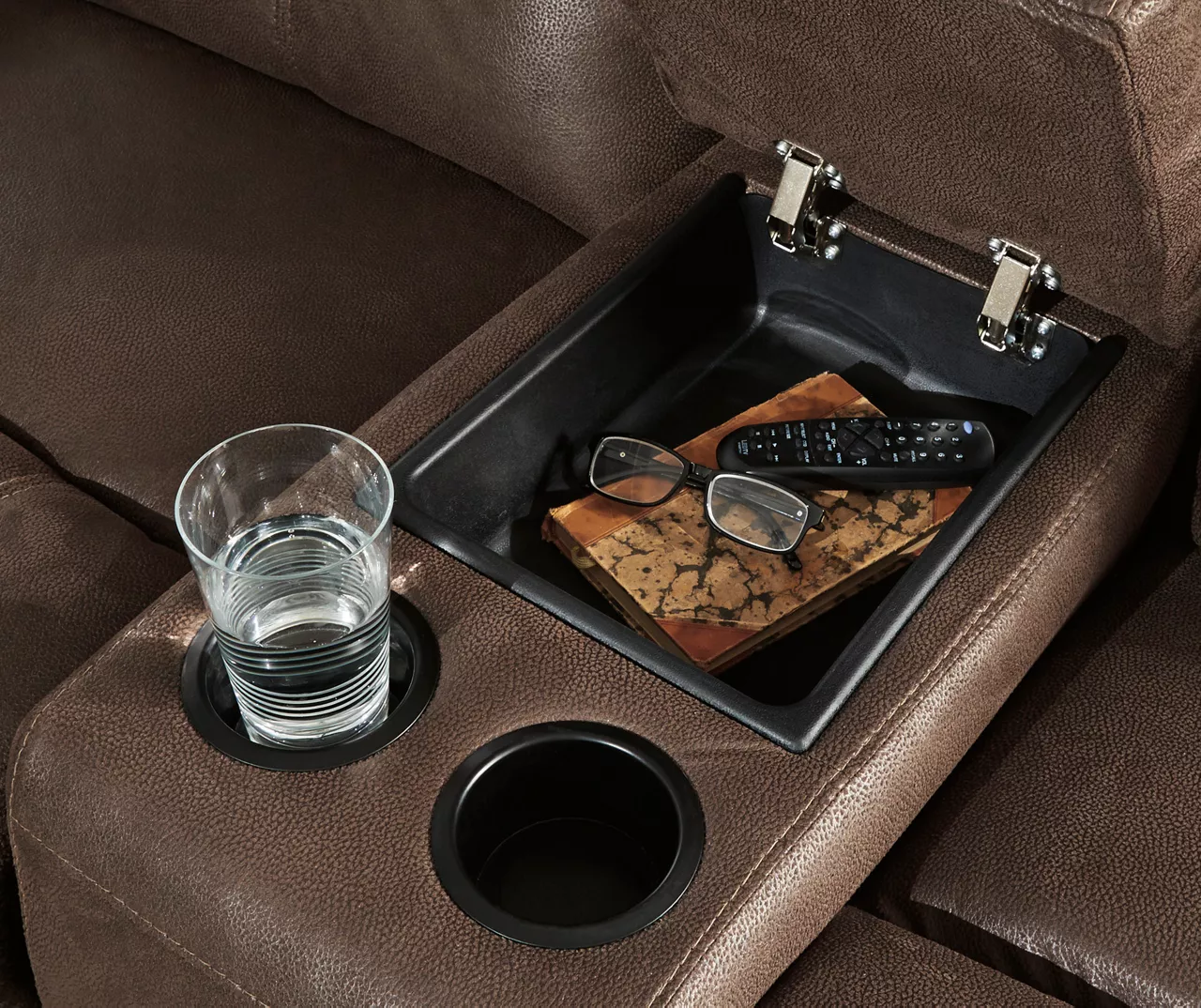 Jesolo Coffee Brown Reclining Console Loveseat - Image 6