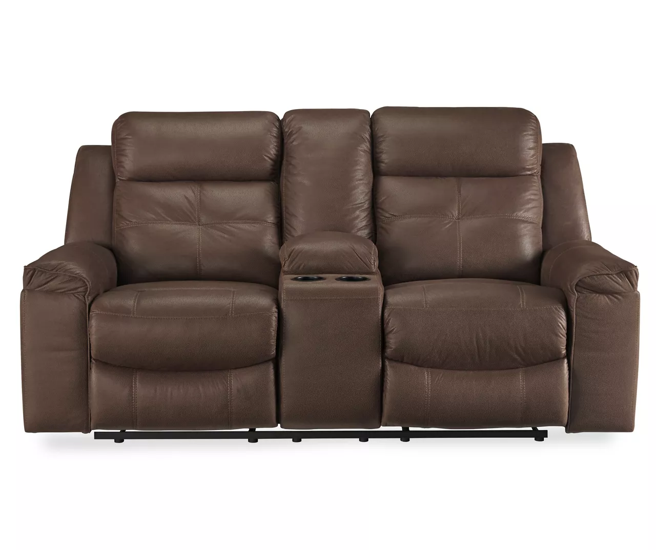 Jesolo Coffee Brown Reclining Console Loveseat