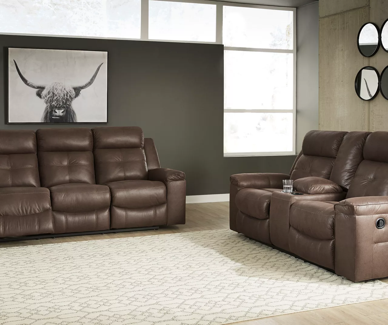 Jesolo Coffee Brown Reclining Console Loveseat - Image 4