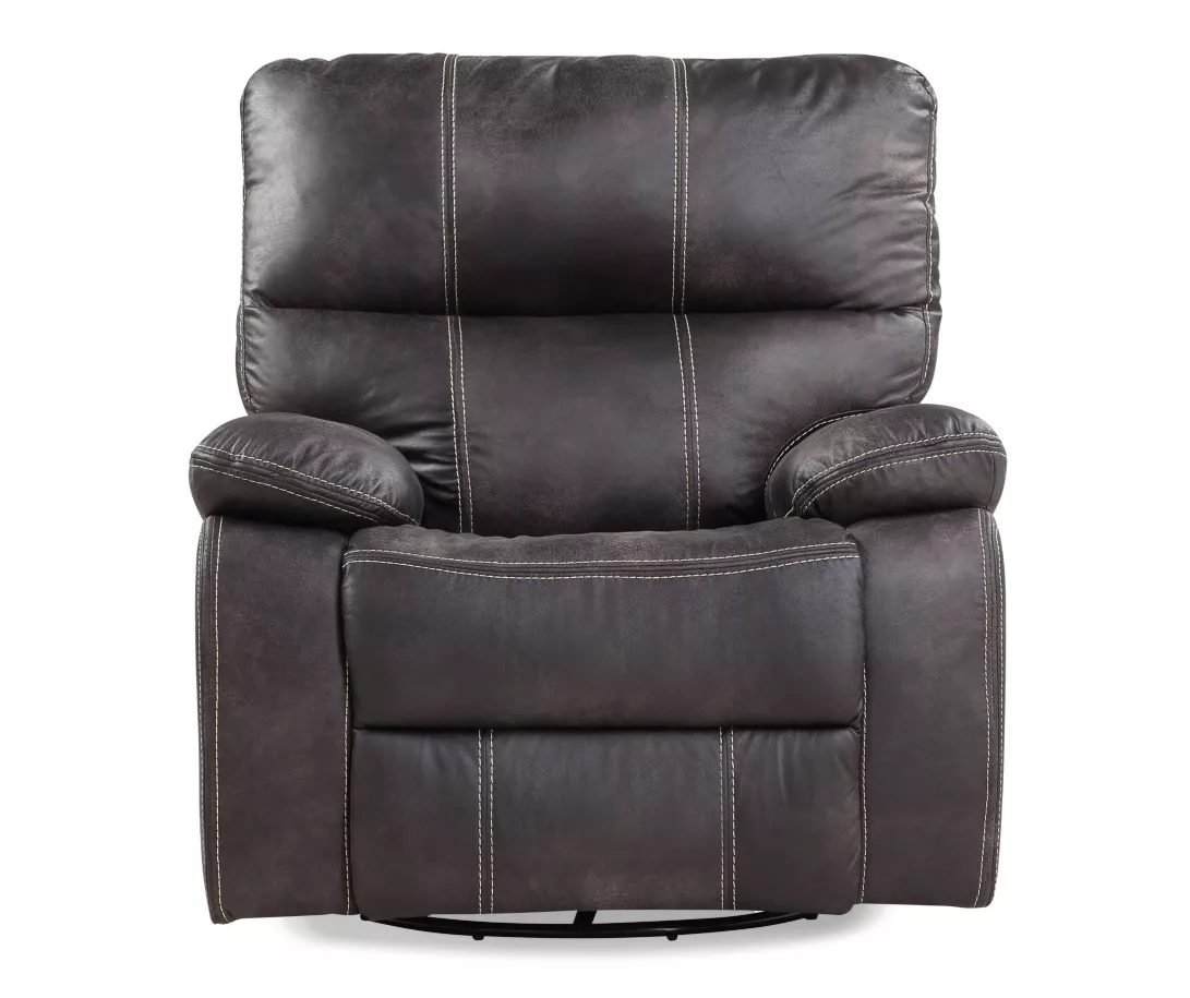 New Albany Dark Graphite Leather Look Micro Suede Swivel Reclining Glider - Image 2