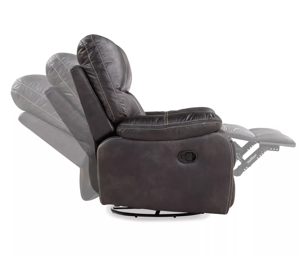 New Albany Dark Graphite Leather Look Micro Suede Swivel Reclining Glider - Image 4