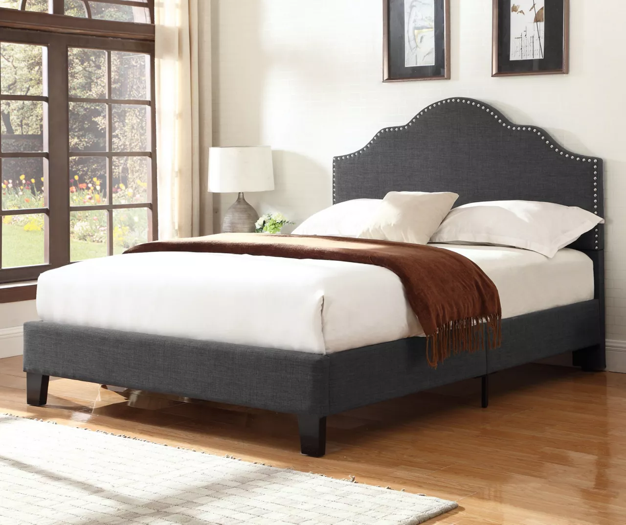 Lombard Charcoal Gray Full Upholstered Bed - Image 4