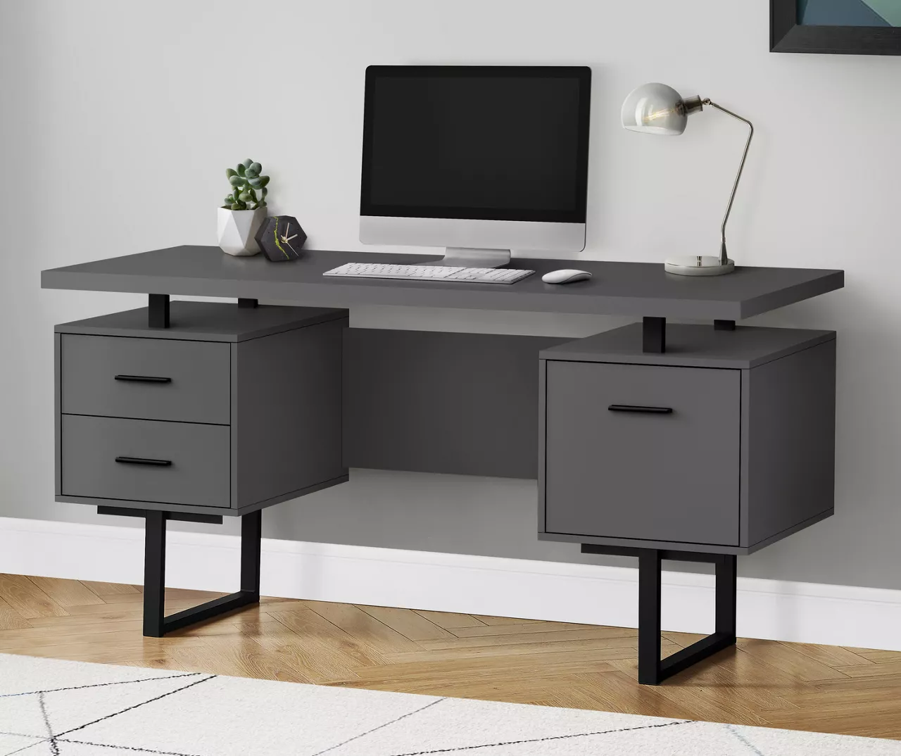 60" Gray & Black Floating Desk - Image 2