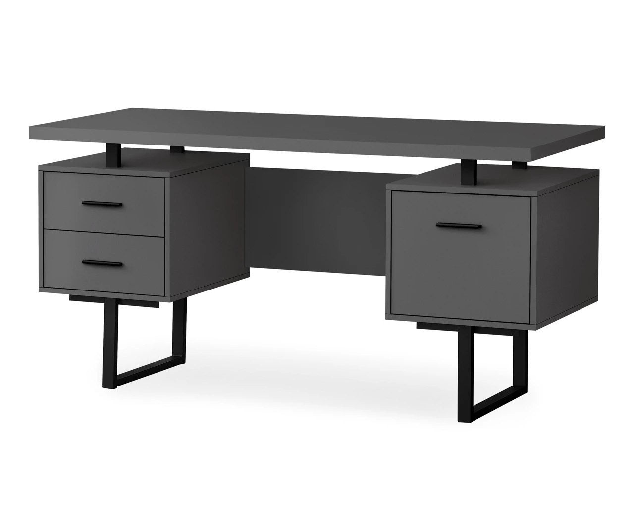 60" Gray & Black Floating Desk