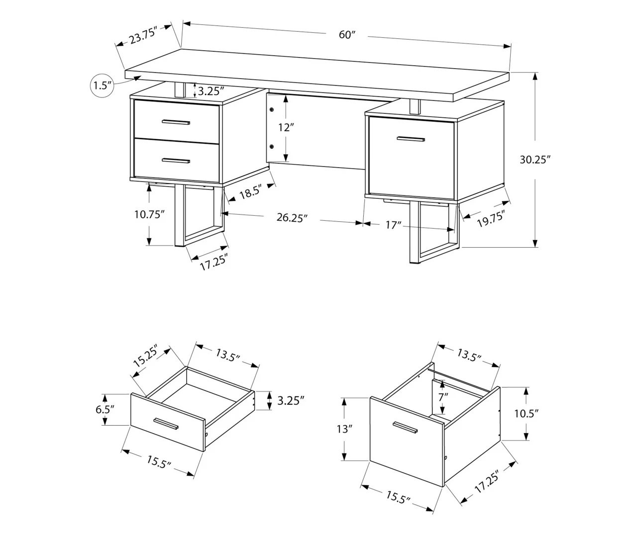 60" Gray & Black Floating Desk - Image 5
