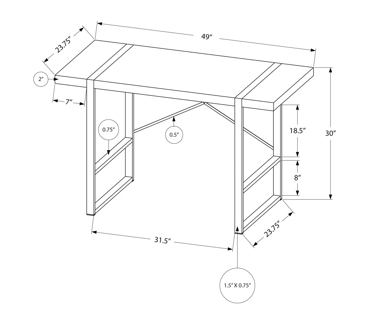 Monarch Paneled Metal Computer Desk - Image 19