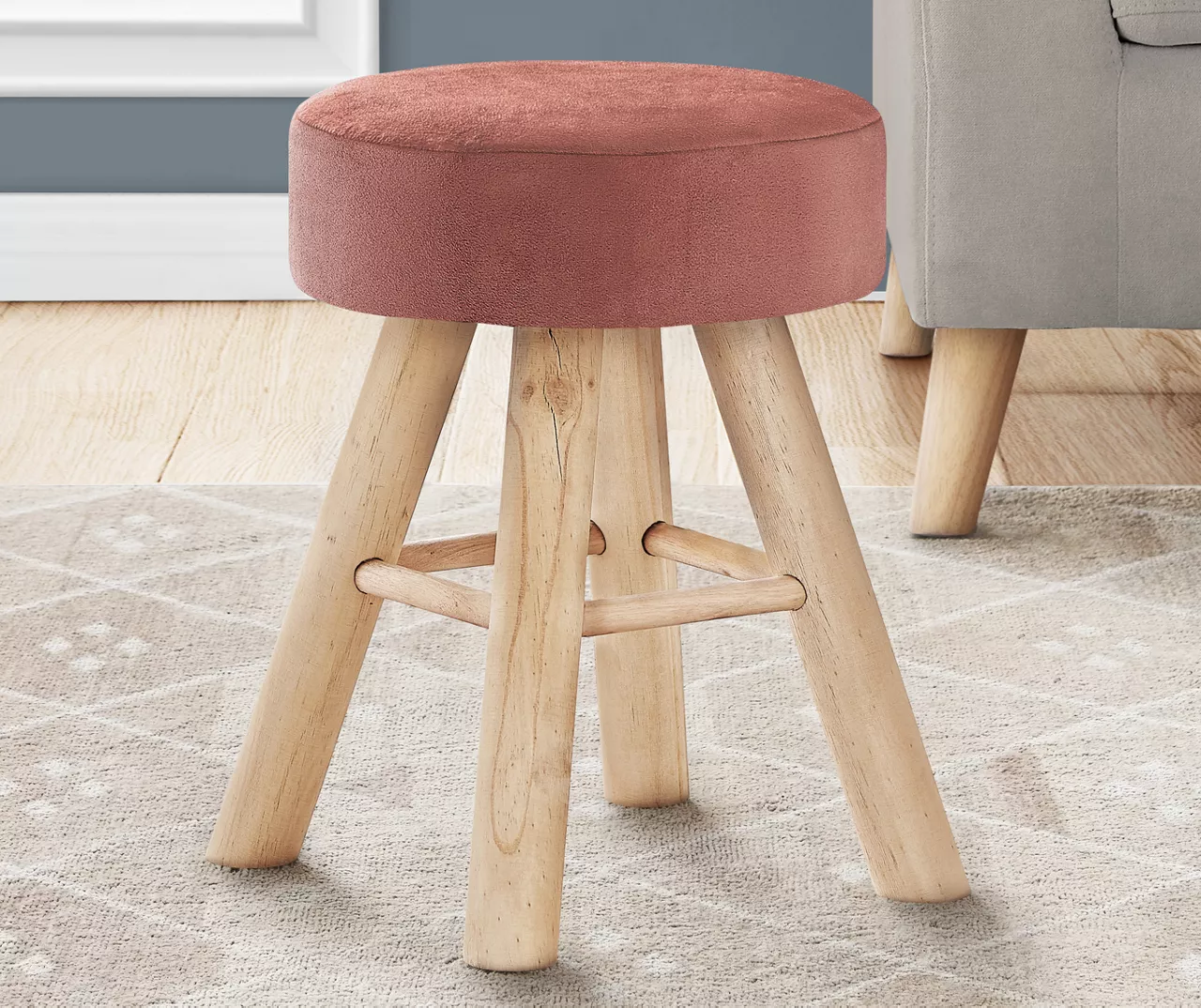 Wooden Leg Upholstered Ottoman - Image 14