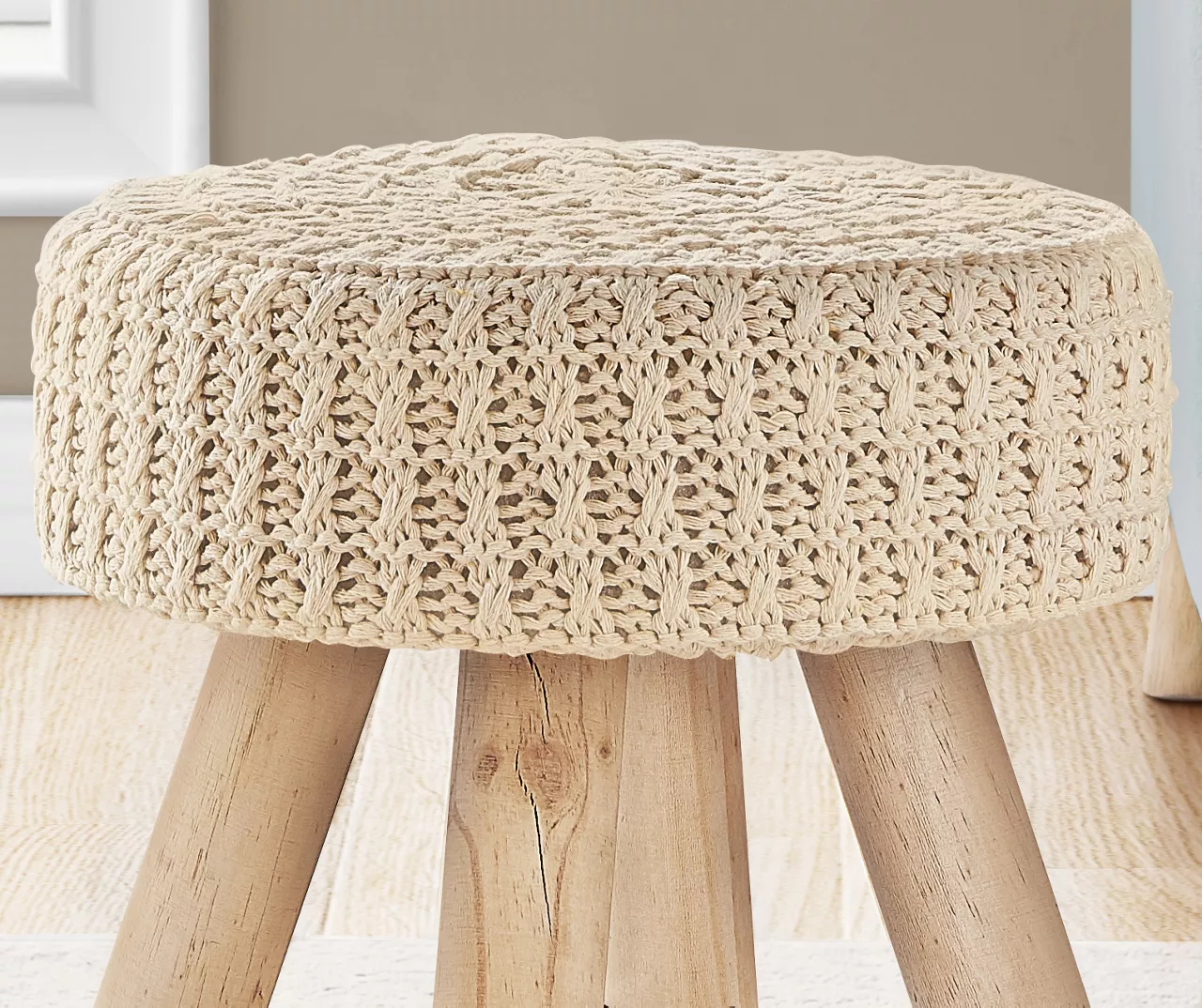 Wooden Leg Upholstered Ottoman - Image 9