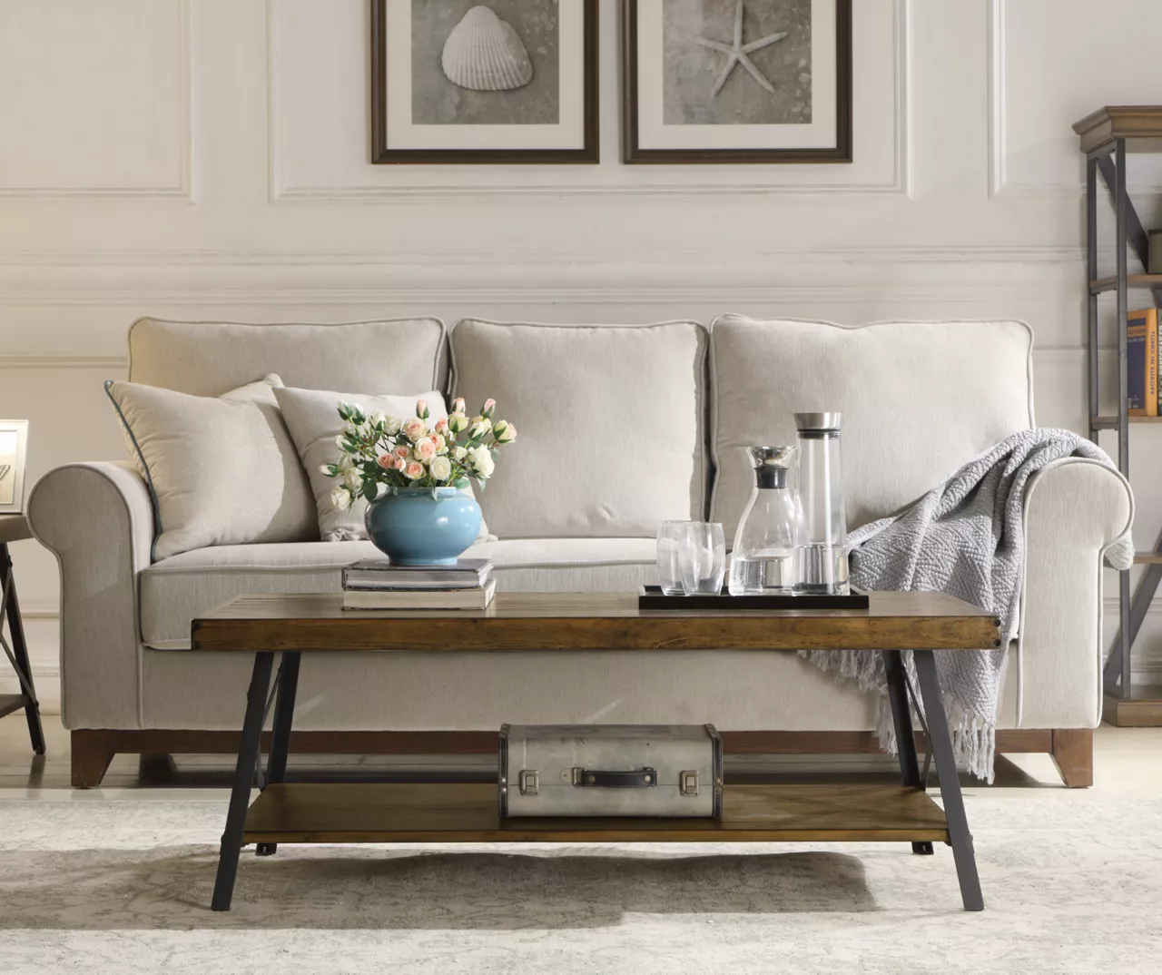 Pomona Pine Brown & Steel Gray 24" Wood Open-Shelf End Table - Image 7