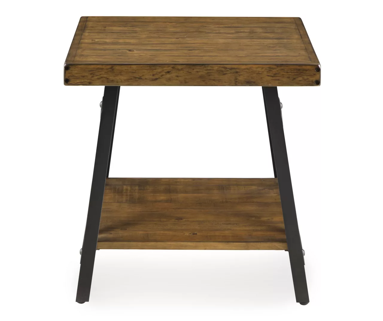 Pomona Pine Brown & Steel Gray 24" Wood Open-Shelf End Table - Image 2
