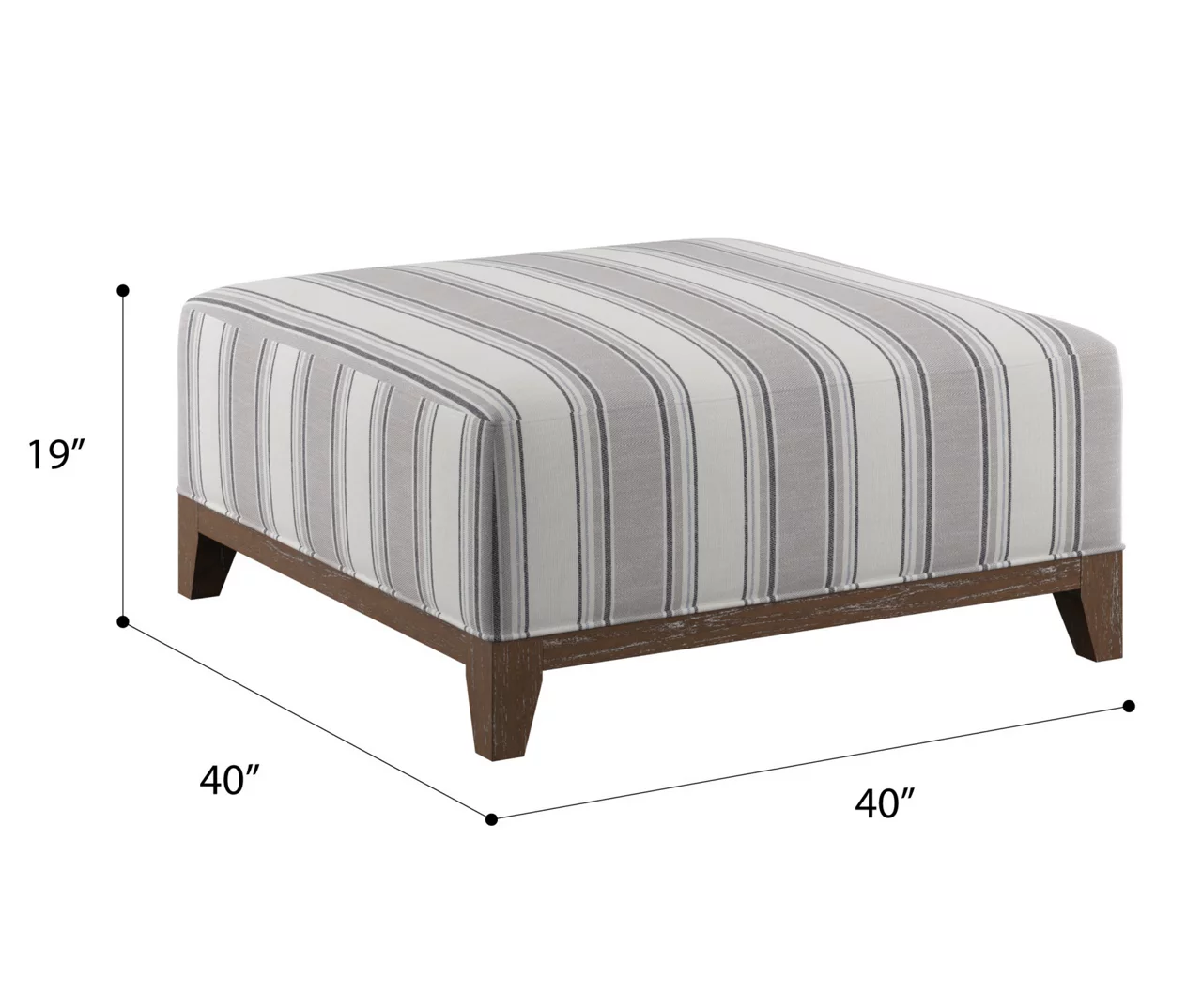 Stone Gray Square Wood Leg Ottoman - Image 7