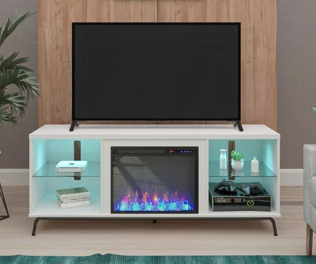 Newland White Electric Fireplace Console - Image 3