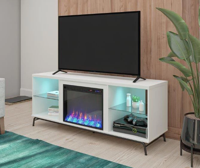 Newland White Electric Fireplace Console - Image 4