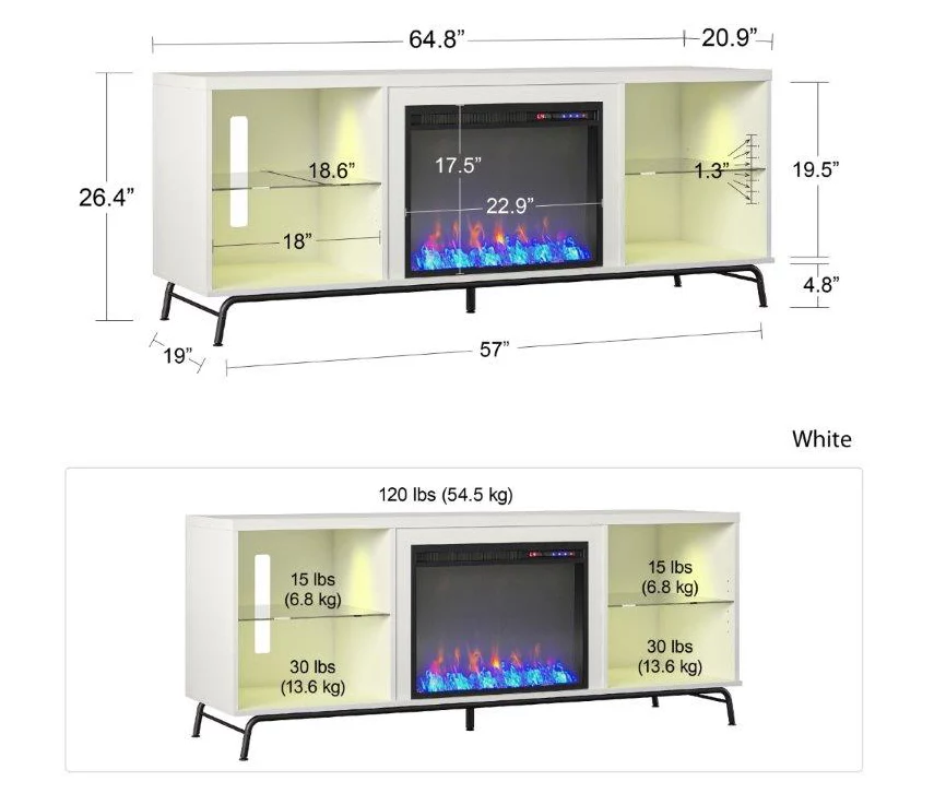 Newland White Electric Fireplace Console - Image 6