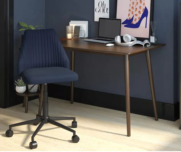 Brittany Blue Linen Office Chair - Image 2