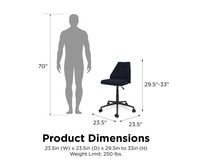 Brittany Blue Linen Office Chair - Image 6