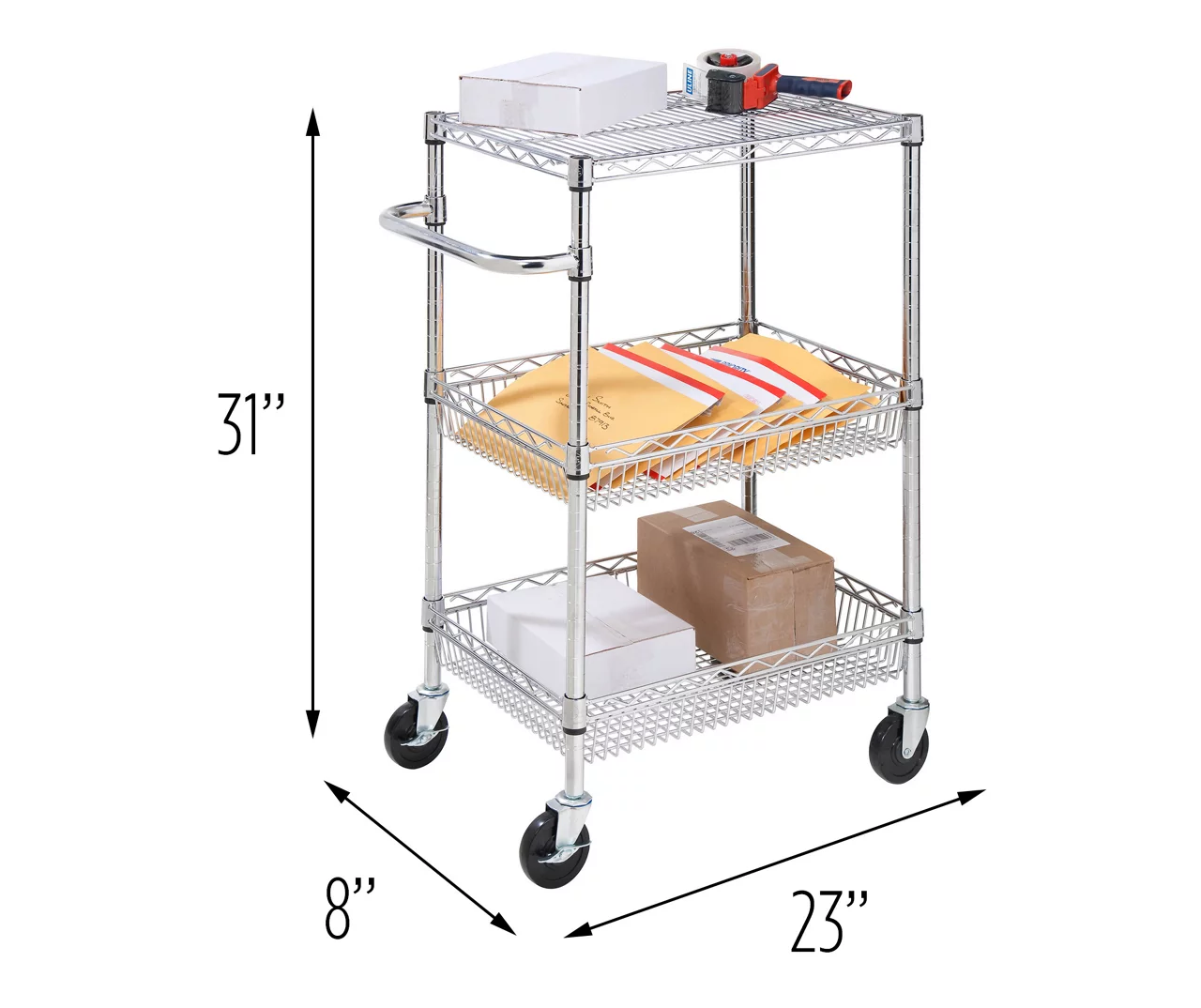 Chrome 3-Shelf Storage Cart - Image 5