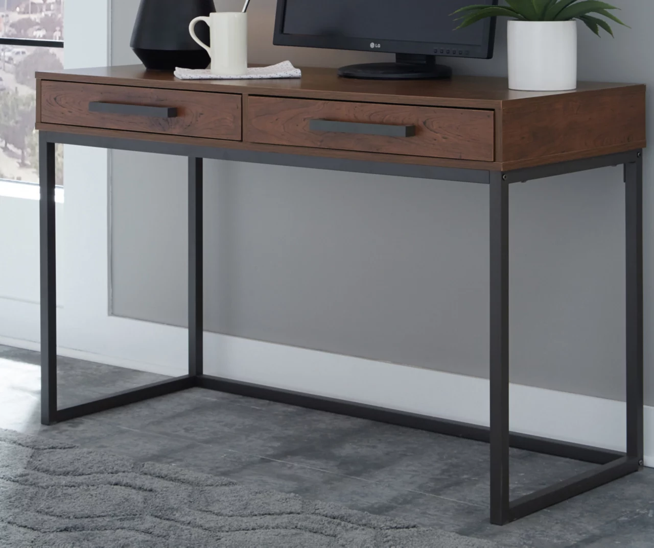 Horatio Brown & Gunmetal Wood Desk - Image 2