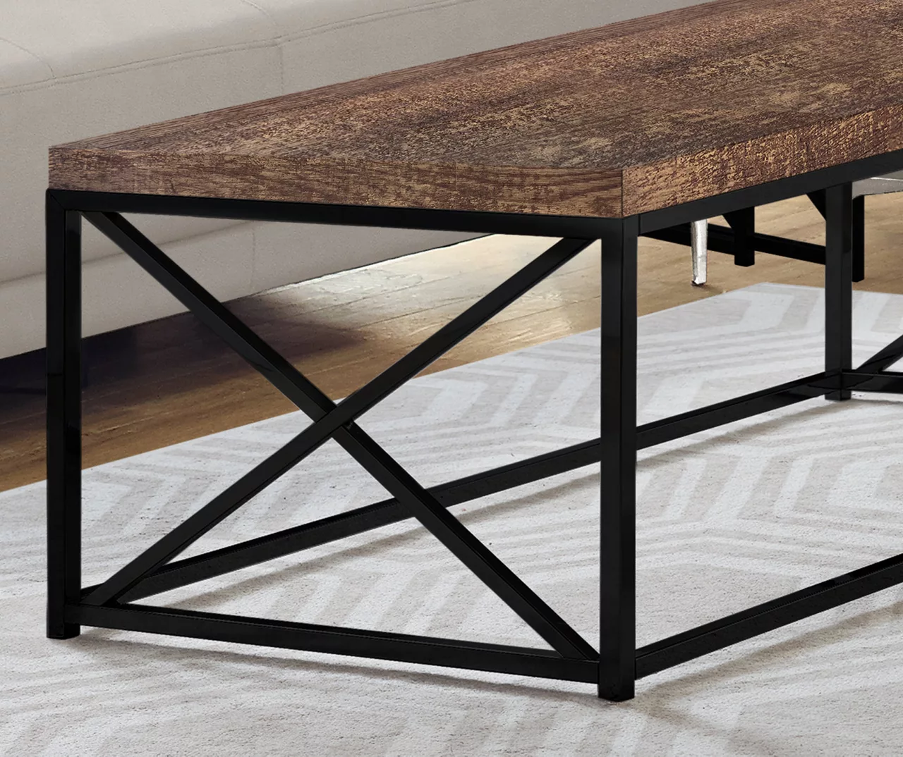 Brown Reclaimed Wood Look Coffee Table - Image 3