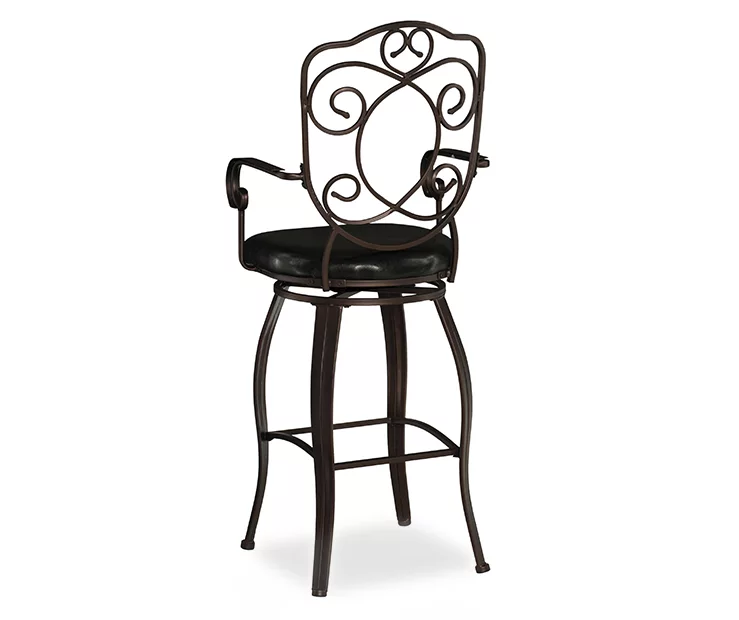 Nate Bronze Faux Leather Upholstered Crested Back Bar Stool - Image 3
