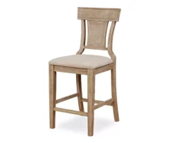 Ryder Gray Wash Upholstered Woven Rattan Counter Stool