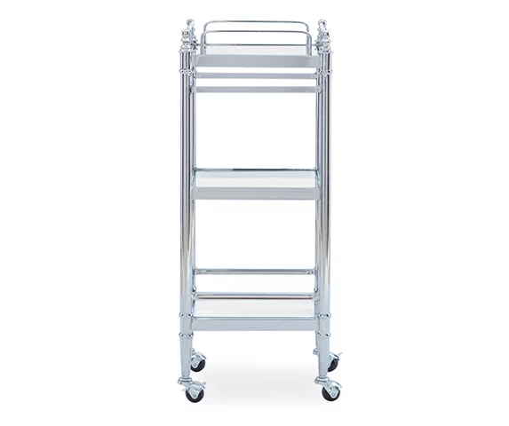 Hawkins Chrome & Glass 3-Shelf Rolling Cart - Image 3