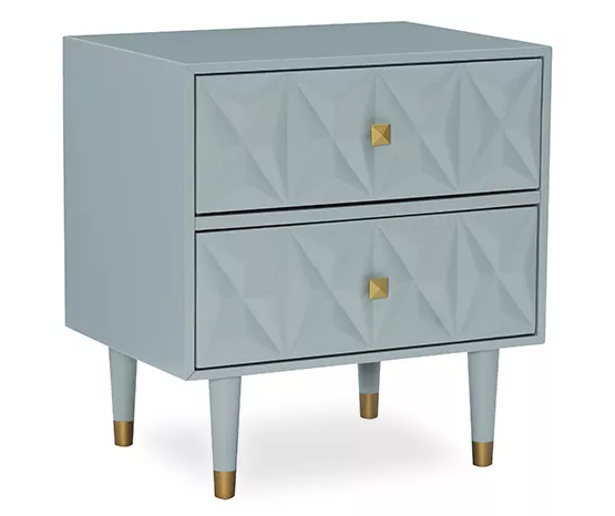 Urban Fresh Gray & Gold 2-Drawer Textured Geometric Nightstand