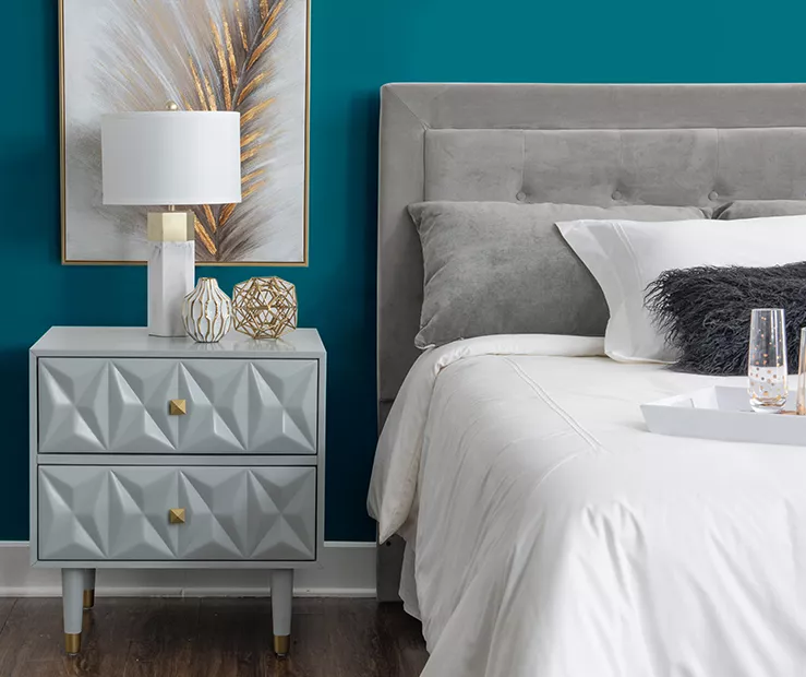 Urban Fresh Gray & Gold 2-Drawer Textured Geometric Nightstand - Image 2