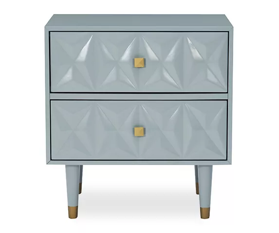 Urban Fresh Gray & Gold 2-Drawer Textured Geometric Nightstand - Image 3