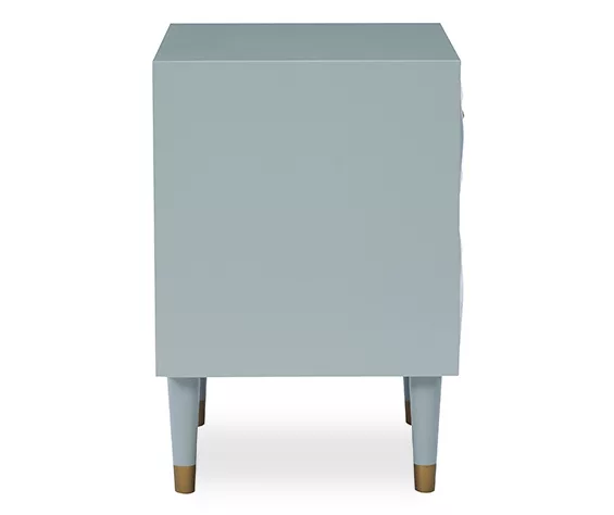 Urban Fresh Gray & Gold 2-Drawer Textured Geometric Nightstand - Image 4