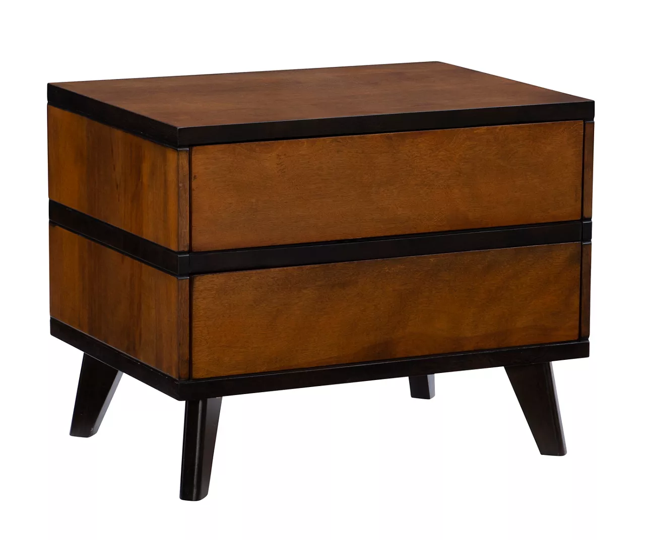 Manhattan Walnut 2-Drawer Mid-Century Wood Nightstand