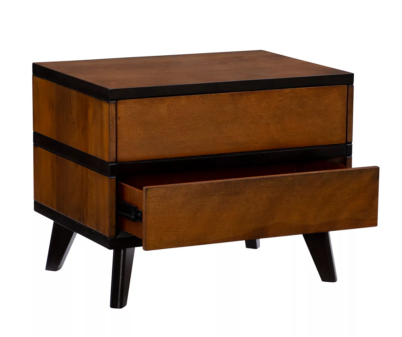 Manhattan Walnut 2-Drawer Mid-Century Wood Nightstand - Image 7