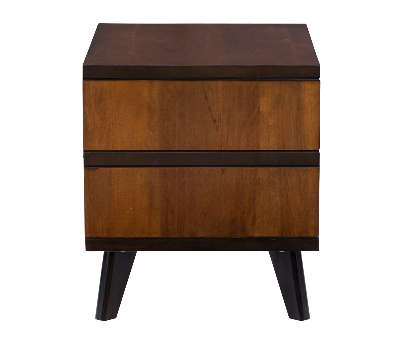 Manhattan Walnut 2-Drawer Mid-Century Wood Nightstand - Image 8