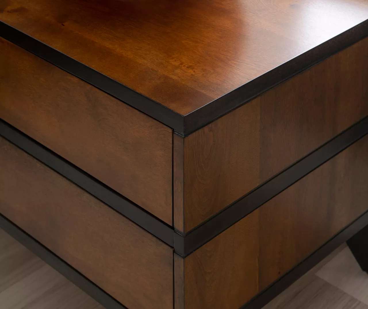 Manhattan Walnut 2-Drawer Mid-Century Wood Nightstand - Image 5