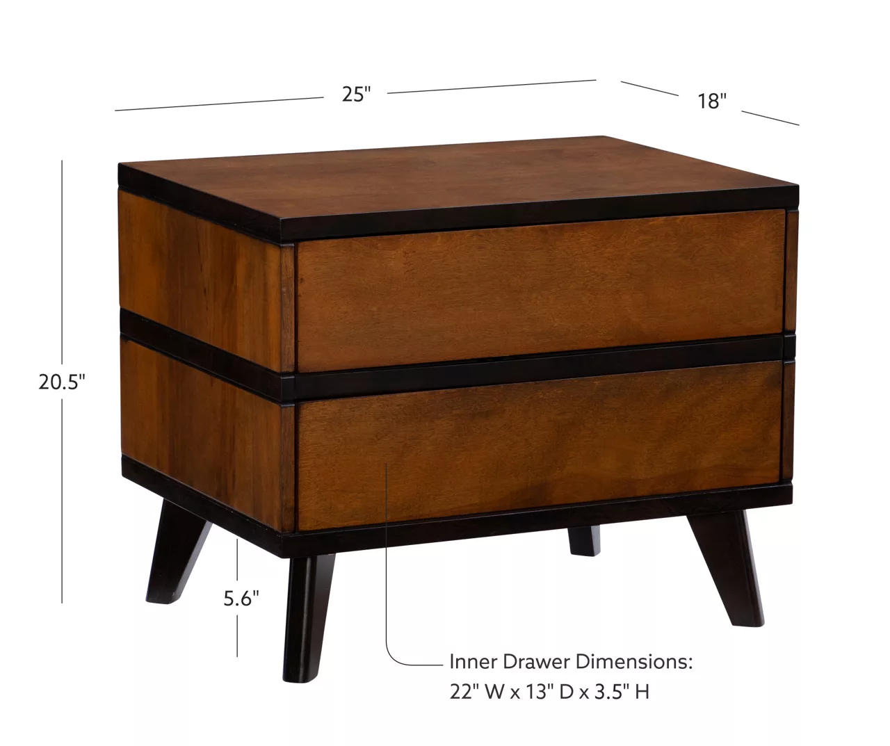 Manhattan Walnut 2-Drawer Mid-Century Wood Nightstand - Image 11