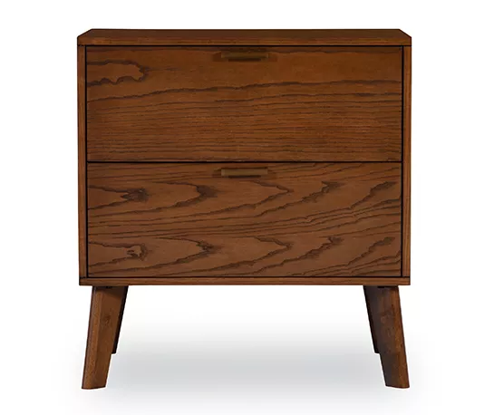 Shay Walnut 2-Drawer Wood Nightstand - Image 2