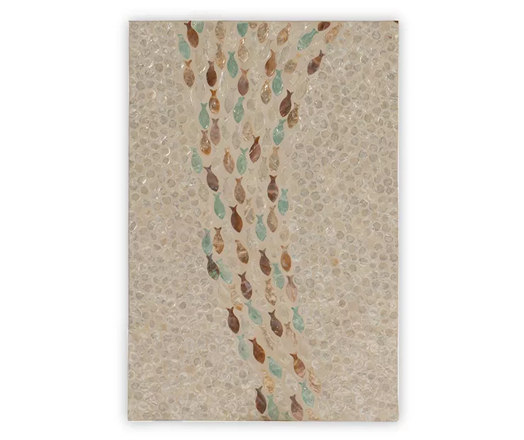 Global Designs Gold Geometric Capiz Mosaic Fish Pattern Accent Table - Image 5