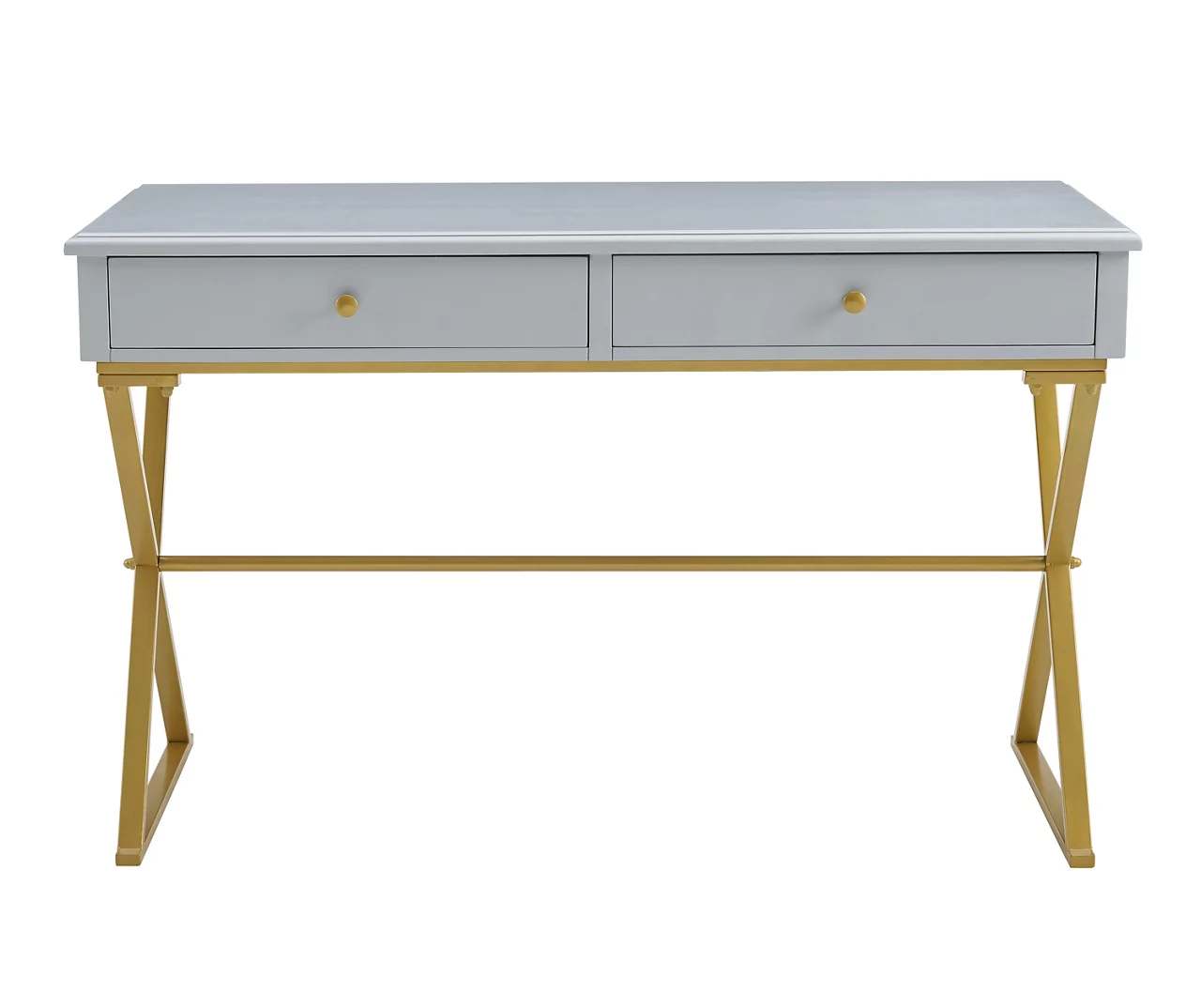 Glam Gray & Gold 2-Drawer Campaign Desk - Image 6