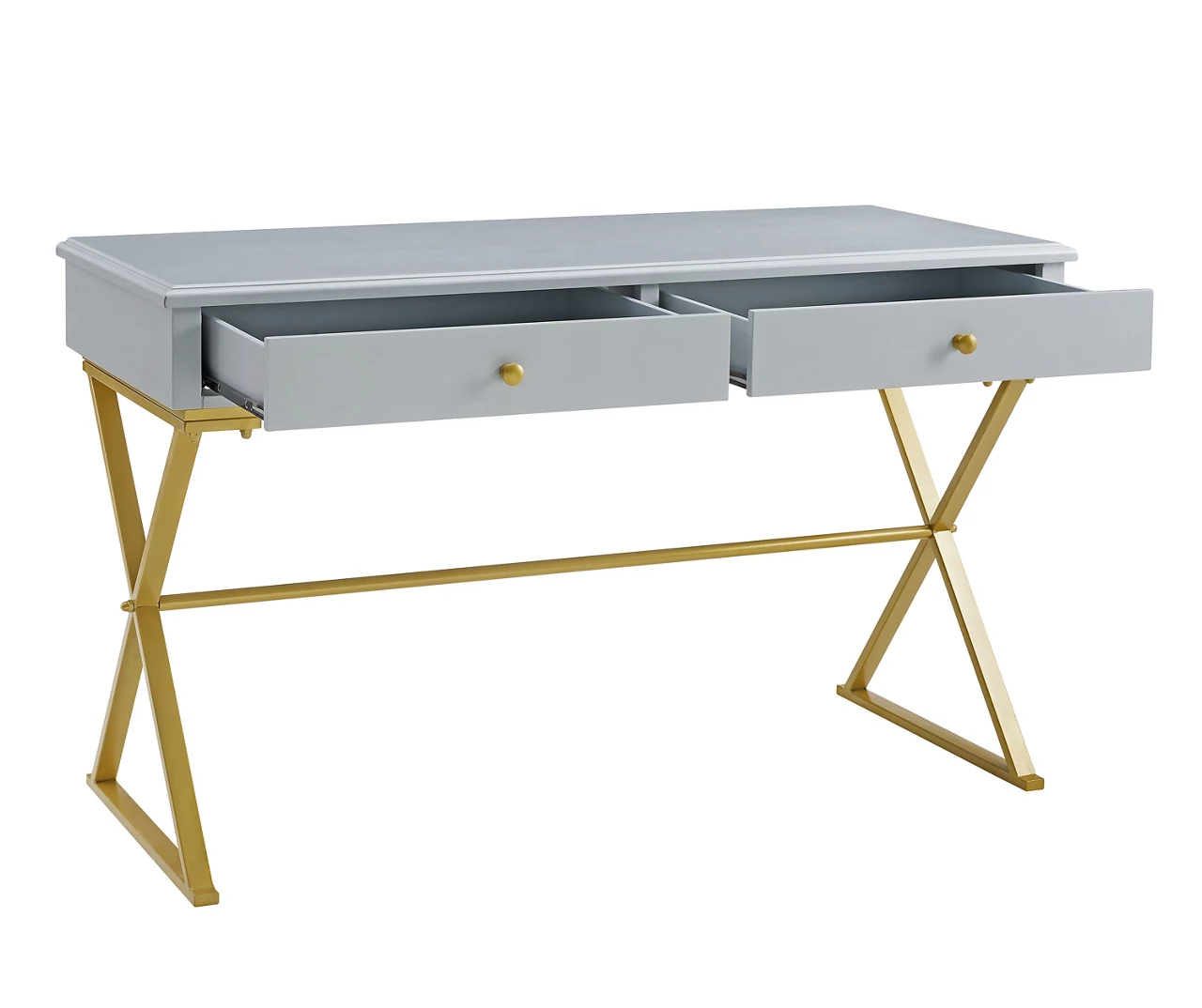 Glam Gray & Gold 2-Drawer Campaign Desk - Image 7